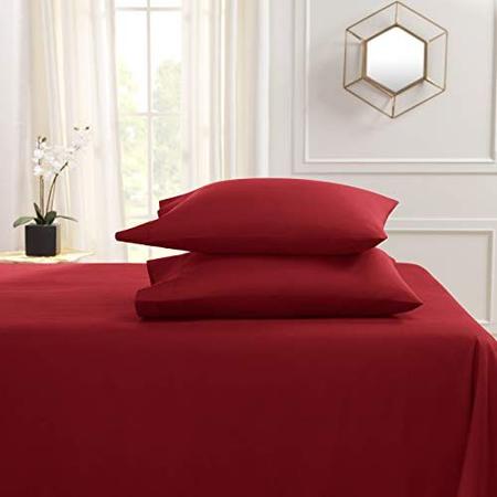 Imagem de Empyrean Queen Sheets - 4 PC Super Soft Bed Sheets Queen Size - Double Brushed Microfiber Queen Size Sheets - Hotel Luxury Burgundy Red Queen Bed Sheets Set, com 4 alças elásticas de canto