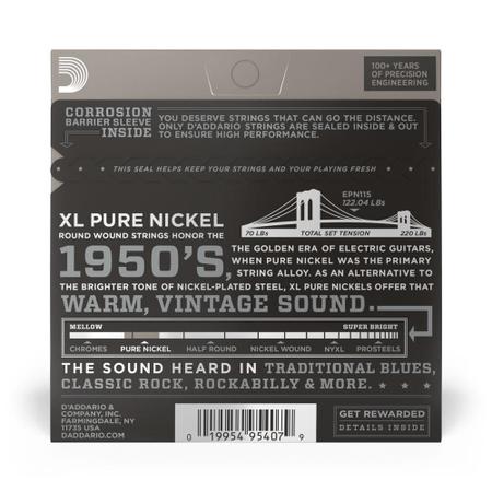 Imagem de Encordoamento Guitarra .011 D'Addario XL Pure Nickel EPN115