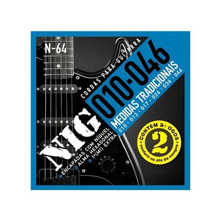 Imagem de Encordoamento Guitarra Nig N-64 .010” Kit 10 jogos PR2N64L