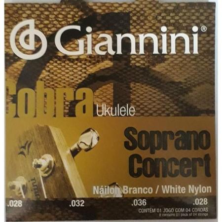 Imagem de Encordoamento Ukulele Soprano Concert Giannini Nailon Branco GEUKSC 028