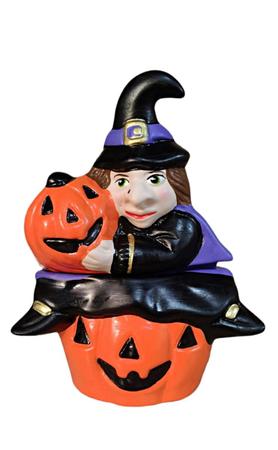 Imagem de Enfeite de Mesa de Halloween Bruxa Pote Decoração Bruxinha
