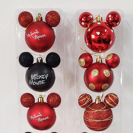 Jogo de Bolas de Natal Mickey & Minnie Mouse, Vermelho/Preto, 4