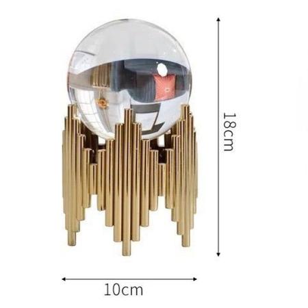 Enfeite Decorativo Em Metal Com Esfera Globo de Vidro 18cm - GENERIC Imagem de Enfeite Decorativo Em Metal Com Esfera Globo de Vidro 18cm
