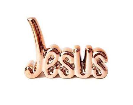 Imagem de Enfeite Decorativo Jesus Em Cerâmica Metalizada Rose Gold