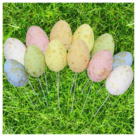 Enfeite Decorativo Ovo De Páscoa 12 Unidades Com Haste - Gici Decor Imagem de Enfeite Decorativo Ovo De Páscoa 12 Unidades Com Haste