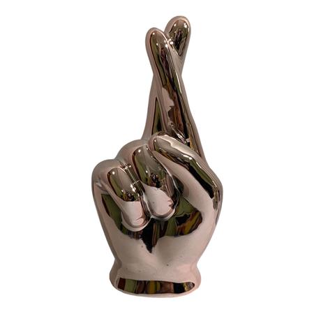 Imagem de Enfeite Escultura de Mão de Porcelana Figa 16x8cm
