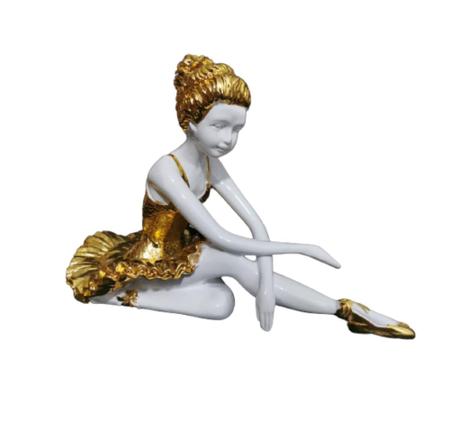 Imagem de Enfeite Estatueta Bailarina Sentada Dourado Lindos Formosa