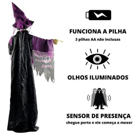 Bruxa Halloween Thelma com Som Luz e Movimento - Alegra Festa
