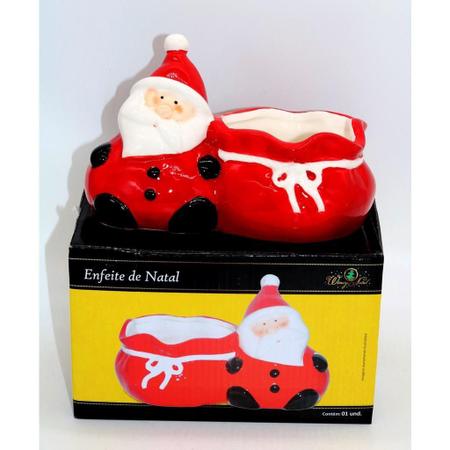 Imagem de Enfeite Natal Papai Noel Sentado Saco Presente Em Cerâmica