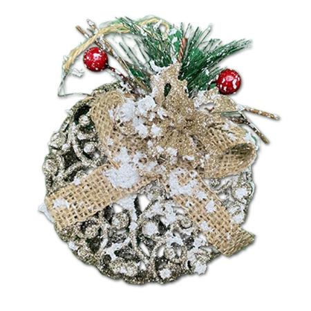 Imagem de Enfeite Natalino Bola De Neve Dourado Glitter 10Cm Multiart