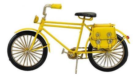 Imagem de Enfeite Retrô Miniatura Bicicleta Amarela Com Bolsas - 22cm