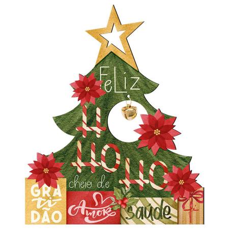 Enfeite Scrap Decor LT - MDF - Árvore de Natal com Guizo - Litoarte Imagem de Enfeite Scrap Decor LT - MDF - Árvore de Natal com Guizo