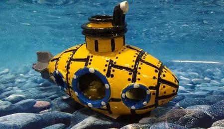 Imagem de Enfeite Submarino Amarelo Oxigenador Para Aquários