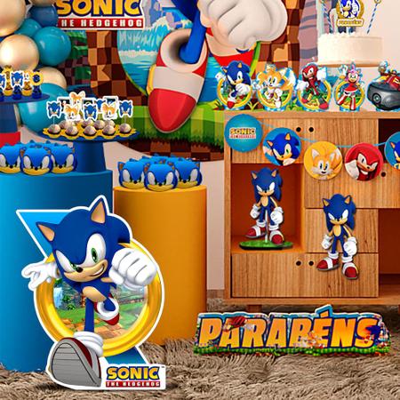 Painel de E.V.A Parabéns Festa Sonic - Ref 357020 Piffer - CCS Decorações