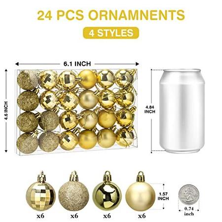 Imagem de Enfeites de árvore de Natal de 24ct Conjunto de 1,57 polegadas Mini Despedaçados Bolas de Enfeites de Natal para decorações de Natal (Ouro)
