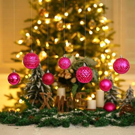 BFYDOAA Mini árvore de Natal rosa de 45 cm com luzes, árvore de Natal  artificial de mesa com laços, bola de enfeite de fita para decorações de  Natal, presente de árvore de