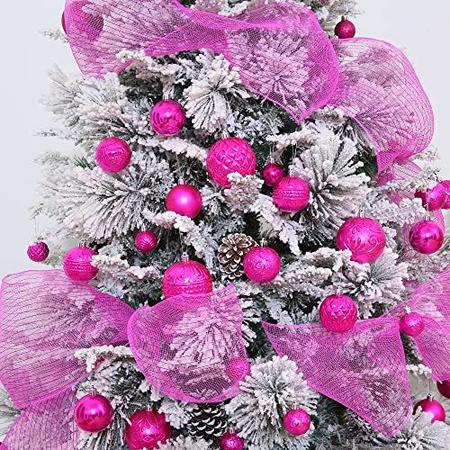 Prextex Enfeites de bola de Natal para decorações de Natal (rosa) 36 pcs  Árvore de Natal Shatterproof Ornamentos com laço suspenso para férias,  grinalda e decorações de festa (Combo de 6 estilos