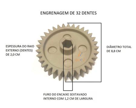 Imagem de Engrenagem 32 dentes nylon para cilindro de massas elétrico AND