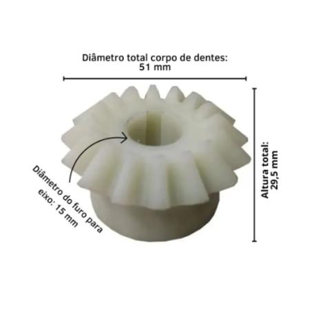 Imagem de Engrenagem Cônica 16 Dentes Nylon Cilindro Venâncio CLV50