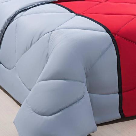 Imagem de Enxoval Edredom + Jogo De Cama King Aconchego Premium 06 Peças - Vermelho/ Cinza 