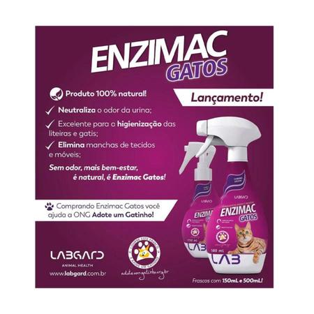 Imagem de Enzimac gatos 500ml eliminador de manchas mau cheiro odores