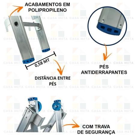 Imagem de Escada Alumínio 3 Em 1 Extensiva 2 X 12 - 24 Degraus Alumasa