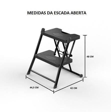 Imagem de Escada Dobrável 2 Degraus Anodilar Retrátil Preto