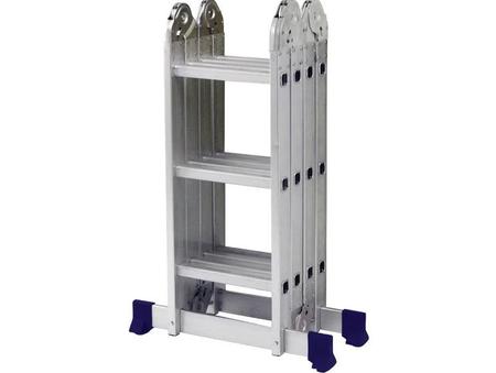 Imagem de Escada em Alumínio Articulada Dobrável 12 Degraus 4X3 Até 13 Posições Aguenta 150kg Profissional