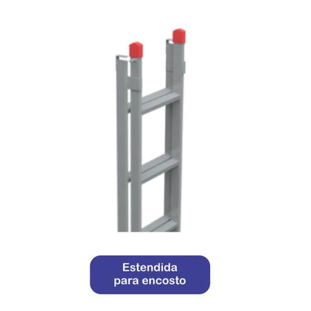 Imagem de Escada Extensiva Cinza 3 Em 1 Ferro 9x16 Degraus 4,75 metros 120kg nv213p