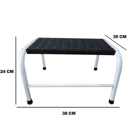 Imagem de Escada Para Maca 1 Degrau Metálica Esmaltada Branca Medcombo