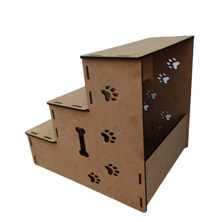 Imagem de Escadinha Mdf para Cães e Gatos 3 degraus com Espessura de 6mm - Ficone Decor