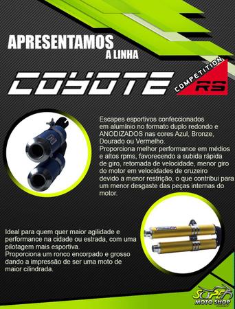 Imagem de Escape / Ponteira Coyote Competition Duplo em Alumínio Colorido (Anodizado) BRONZE - CG 125 / 150 / 160 Titan / Fan / Start - Honda