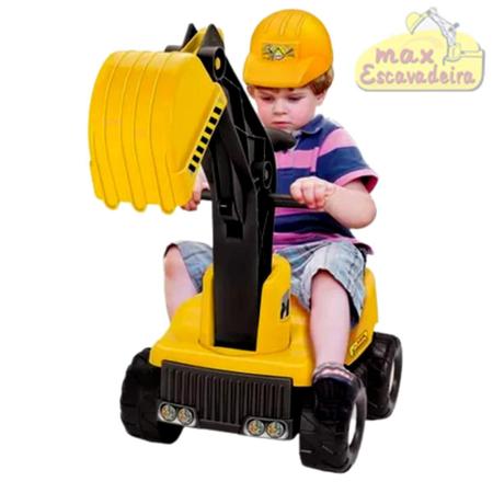 Imagem de Escavadeira Brinquedo Infantil Meninos Interativo Construtor Gigante até 30 kG Caminhão Articulado Working C/ Capacete