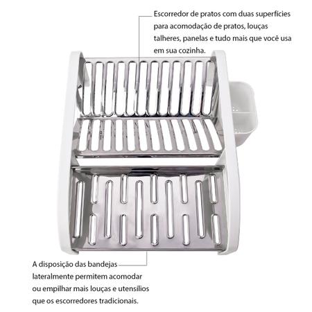 Escorredor 16 pratos Inox Cama Preto - DOMUM - Escorredor de Louça -  Magazine Luiza