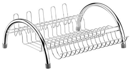 Imagem de Escorredor de louça de inox grande com porta copo e porta talheres de pia de cozinha