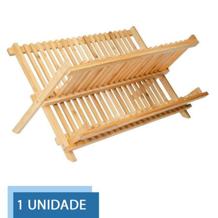 Imagem de Escorredor de Louça Dóbravel de Bambu Resistente a Agua