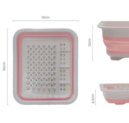 Imagem de Escorredor De Louças em Silicone Dobrável Retrátil Pratos Talheres Louças Compacto Para Cozinha