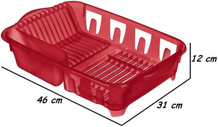 Imagem de Escorredor De Louças Para Drenar Direto Na Pia Pratos Copos Talheres Grande Vermelho Em Plástico Sanremo