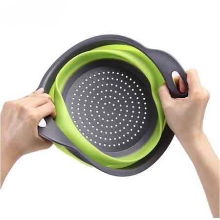 Imagem de Escorredor de macarrão Dobrável Retratil de Silicone para Macarrão Massas Legumes Saladas e Frutas de Cozinha e Restaura