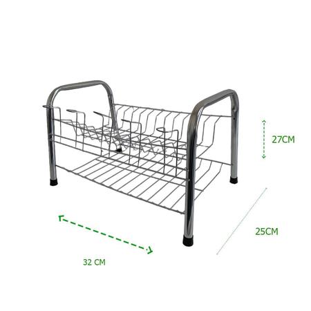 Imagem de Escorredor De Pratos E Louças Duplo Cromado Inox Cozinha - Jump Aramados