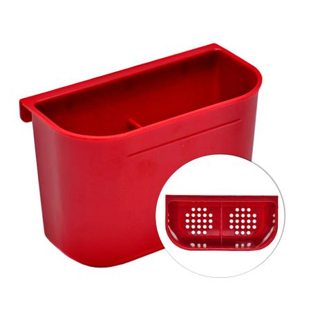 Imagem de Escorredor Inox Compacto Vermelho Porta Talher 12 Pratos