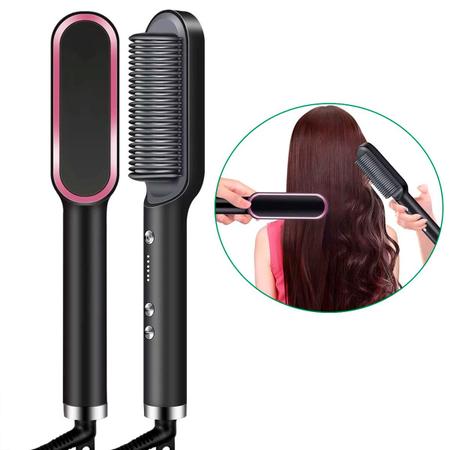 Imagem de Escova 3 em 1 Secadora Alisa Cabelo Cerâmica Profissional 110/220v Bivolt