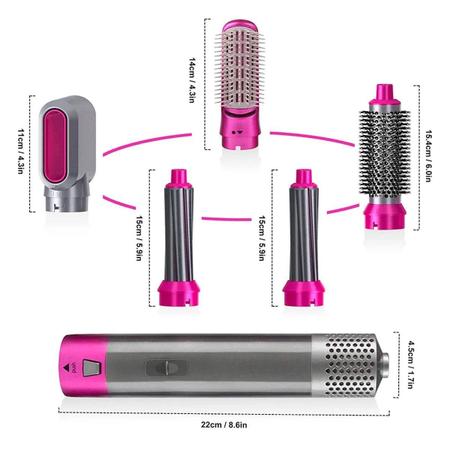 Imagem de Escova 5 Em 1 Secador Alisadora Profissional Elétrica 110V