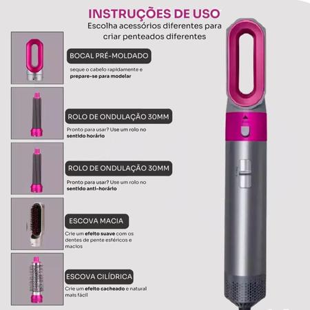 Escova Alisadora 5 Em 1 Com Íons Secadora Elétrica 110V - Laurus Imagem de Escova Alisadora 5 Em 1 Com Íons Secadora Elétrica 110V