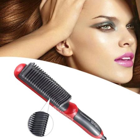 Imagem de Escova Alisadora Bivolt Luxury Hair Alisadores de Cabelo, Cerâmicos Anti-Escaldante, Alisamento, Escova Multifuncional