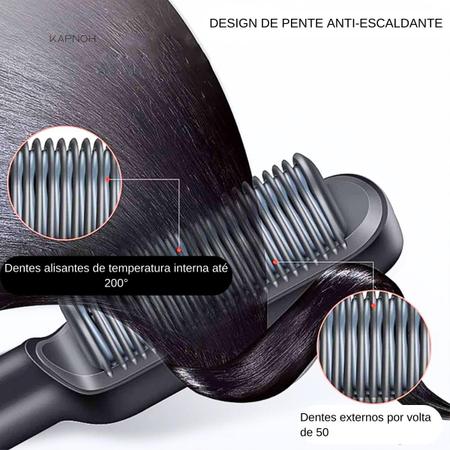 Imagem de Escova Brush Comb Alisadora Térmica AntiFrizz Modelador