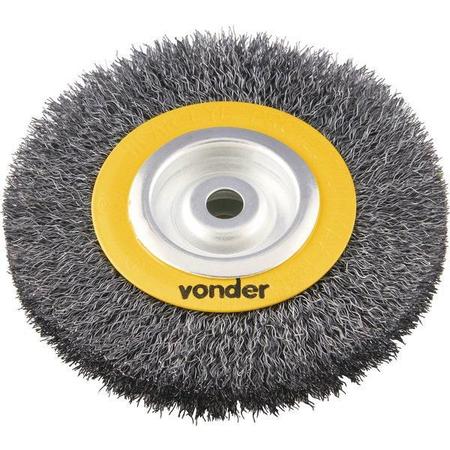 Escova circular ondulada 6x1" furo 1/2" aço carbono polido 6000rpm - Vonder Imagem de Escova circular ondulada 6x1" furo 1/2" aço carbono polido 6000rpm - Vonder