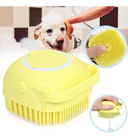 Escova de Banho de Pet Reservatório de Shampoo Praticidade - Mimo Pets Imagem de Escova de Banho de Pet Reservatório de Shampoo Praticidade