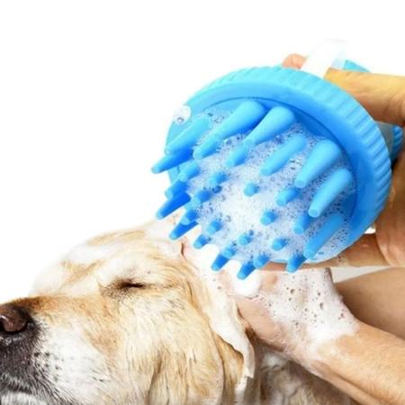 Escova De Banho Pets Massagem Silicone Reservatório Shampoo - CLEANING DEVICE Imagem de Escova De Banho Pets Massagem Silicone Reservatório Shampoo