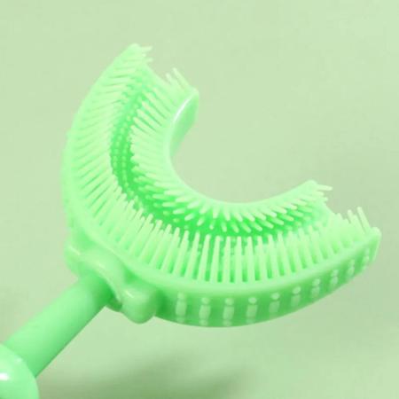 Imagem de Escova de dentes infantil 2 em 1 360 graus massageador dental silicone incentiva escovação